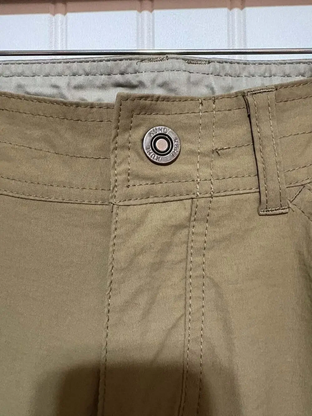 Kulh hiking Pants Mens 34x33 Tan STAINED Stretch Rock Climbing Hiking